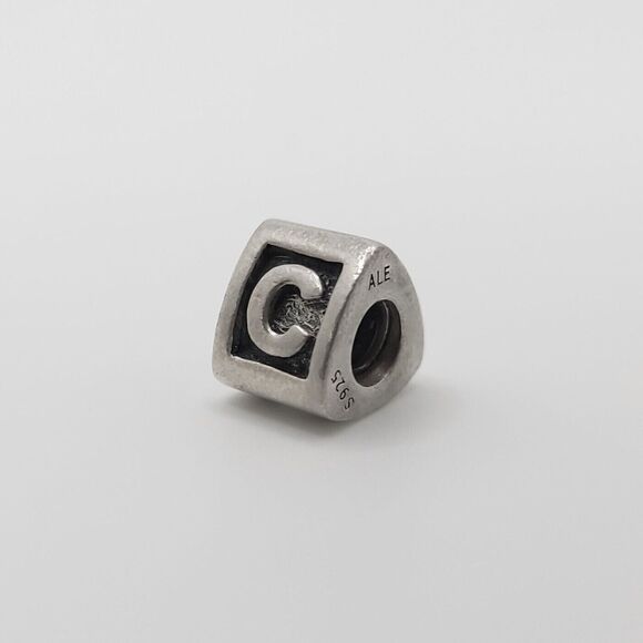 Pandora Authentic Sterling Silver Letter C Alphabet Block Initial Charm - Picture 5 of 5